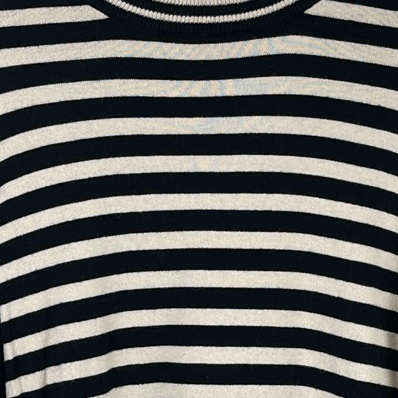 SUSAN GRAVER Striped Lightweight Sweater w/ Slimming Panels Mockneck Large - Picture 3 of 15